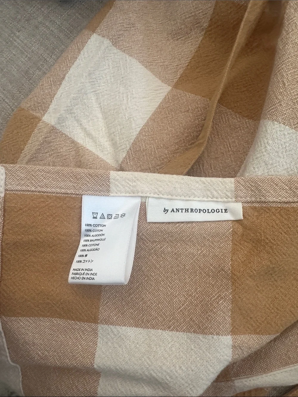 Anthropologie Tan Gingham Apron
